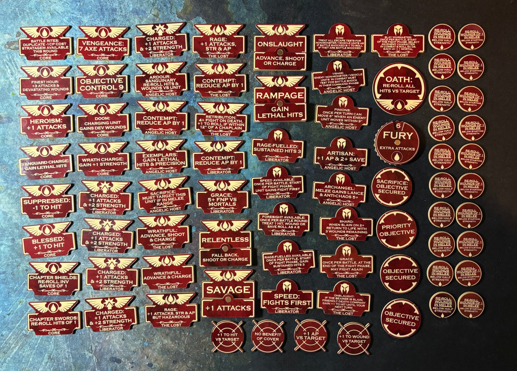 Bloody Angels Battle Brothers 10th Edition 40k Token Set